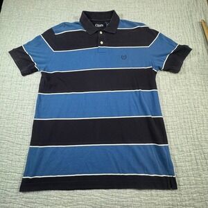 Chaps Ralph Lauren Rugby Striped Polo Shirt Mens Medium Blue Colorblock Golf Y2K
